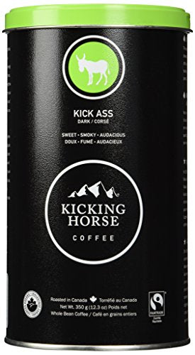 Kicking Horse Whole Bean Coffee Kick Ass, Dark At least 95% Organic, 12.3 OZ.