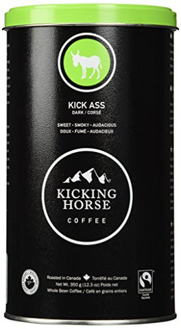 Kicking Horse Whole Bean Coffee Kick Ass, Dark At least 95% Organic, 12.3 OZ.