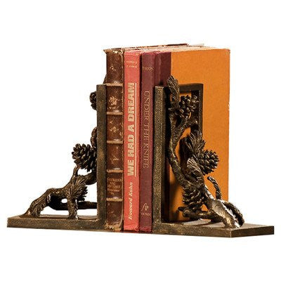 Pinecone Bookends 8"H 5.5"W 3.5"D ALUMINUM 7.00lbs