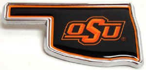 Oklahoma State University Chrome Auto Emblem (OK Shape w/color )