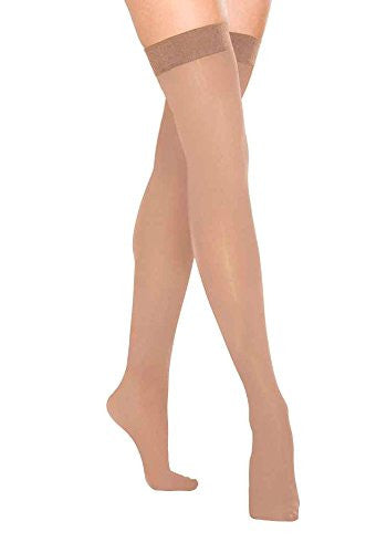 Women’s Thigh High Stockings with Lace Top, 20-30mmHg, Sand, Small