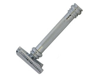 Merkur Safety razors with extra long handle in cardboard box with 1 sample blade, chrome-plated, slanted