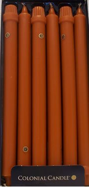Amber 10" Classic Taper Dinner Candles, Box of 12