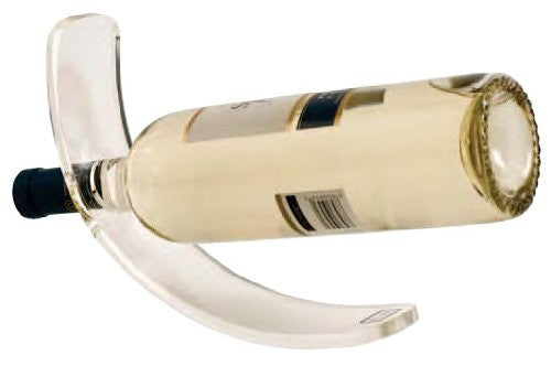 Curved Single Bottle Stand, Clear Acrylic