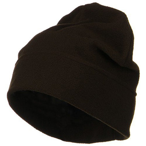 E4hats, Big Size Fleece Beanie - Brown (Crown: 9 1/2" deep & 12" wide)