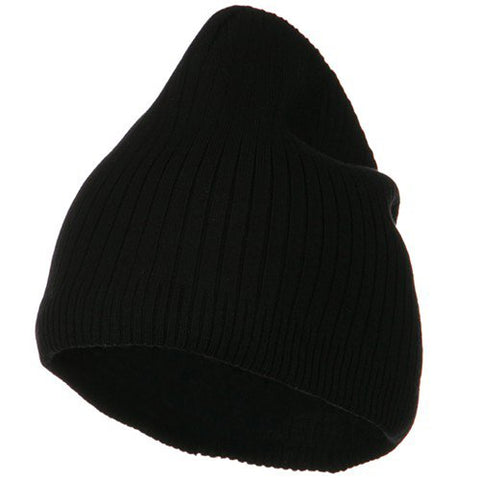 E4hats, Big Stripe Ribbed Cotton Beanie - Black (fits most up to 3XL)