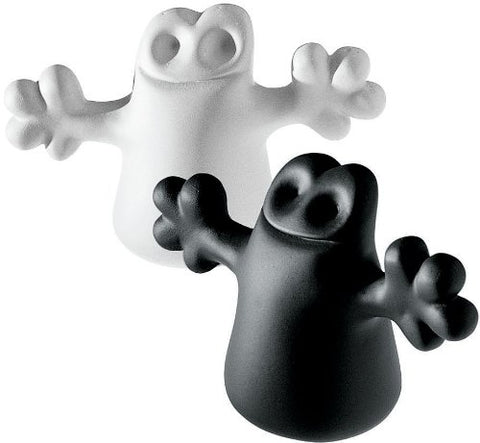 Carlo- a little ghost on the top of a bottle-Set of Two Stoppers- Black and White- 3¼″ x 1½ in.