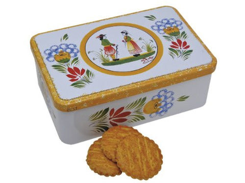 Patisseries Gourmandes Butter Galettes in Quimper Design Tin, 11.5 oz