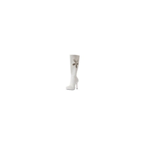 Lovechild,4.5" Gogo boot w/inner zip and flower cut-out 9 WHITE