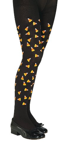 Black Candy Corn Print Tights - Small