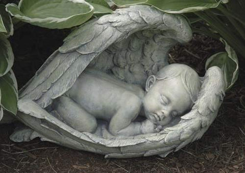 Joseph Studio Sleeping Baby In Wings Statue, 7"h x 14.25"w x 7.5"d