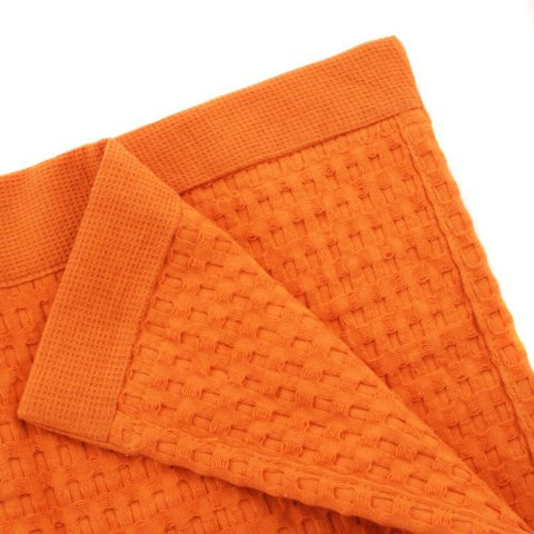 Modern Design Waffle Weave Bath Towel - Orange