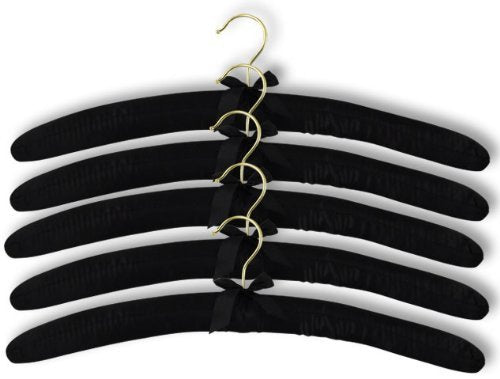 Black Satin Padded Top Hangers - 43cm