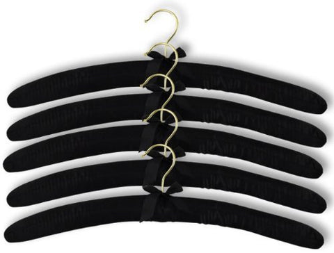 Black Satin Padded Top Hangers - 43cm