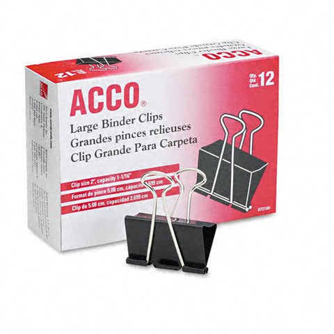 ACCO- Binder Clips 12/Pkg, 2"