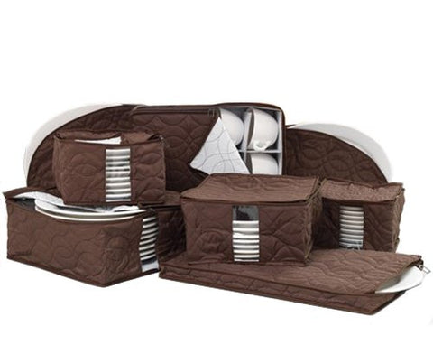 China Storage Brown Micro Fiber 8-pc Dinnerware Storage
