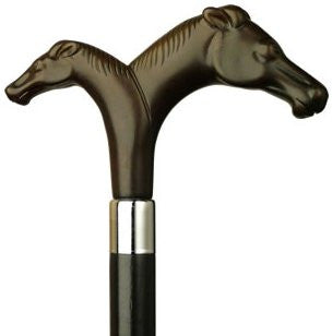 Mare and Foal Horse Head Cane - Brown