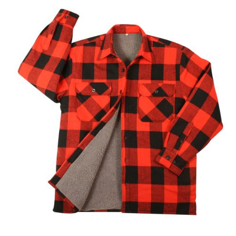Red Extra Heavyweight Sherpa-lined Flannel Shirts - 2XL