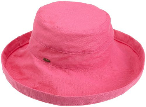 Scala Women's Cotton Big Brim Ultraviolet Protection Hat with Inner Drawstring (Crimson Rose / One Size)