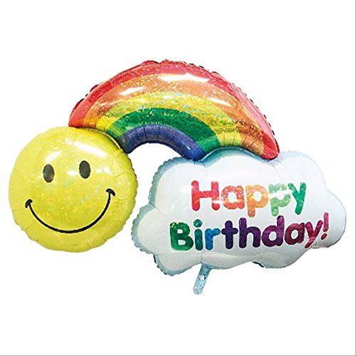 45" Happy Bday Rainbow Shp - Flt