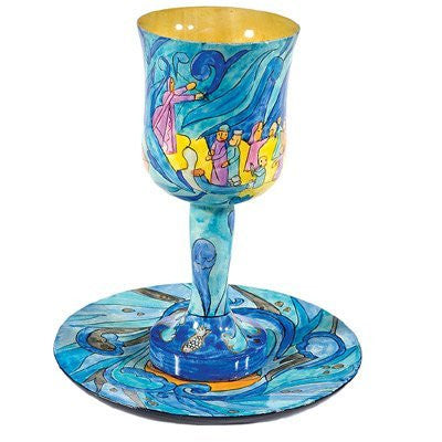 Kiddush Goblet & Plate Set - Exodus, 5.7x4.5 inch