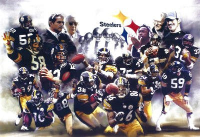 Pittsburgh Steelers (Group, Trophies) Sports Poster Print - 17x11