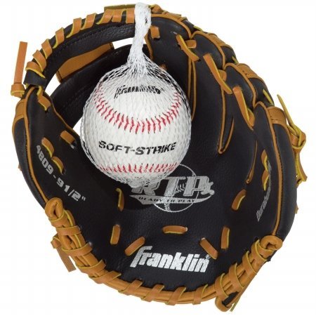 Franklin Sports- 9.5" BB Glv Blk/Tan Pvc w/ Bal