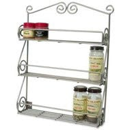 Scroll Spice Rack Wall Mount, Full Color Box, Hardware Included - Satin Nickel
