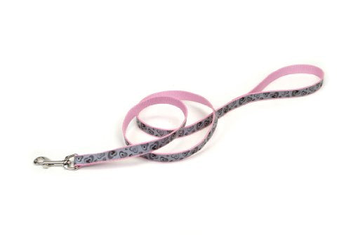 5/8" Reflective Leash 6', Pink New Hearts