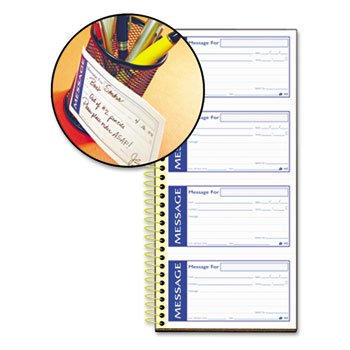 Adams Write 'n Stick Message Book, 2-Part, Carbonless, 4/Page, 200 Sets/Book (Spiral)