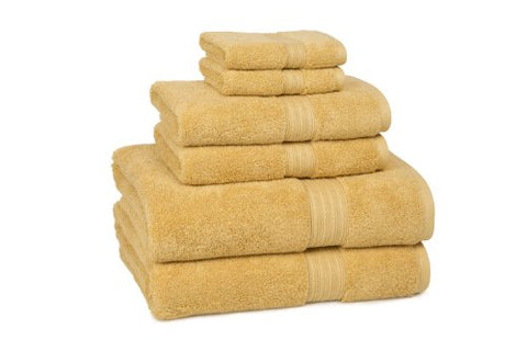 Kassadesign Bath Towel: 28" x  54" - Gold,
Kassadesign Hand Towel: 16" x  30" - Gold and
Kassadesign Wash Towel: 13" x  13" - Gold