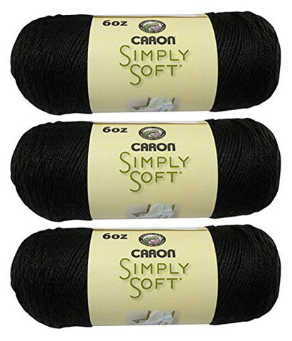 Caron Simply Soft Yarn - Solid Black 315 Yards 6 OZ