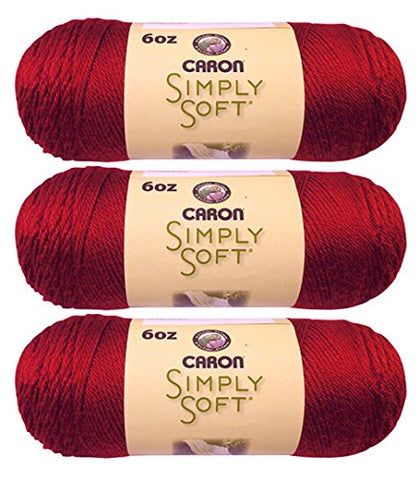 Caron Simply Soft Yarn - Solid Autumn Red 315 Yards 6 OZ