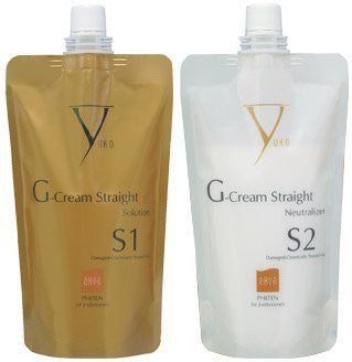 G-Cream Straight S Solution & Neutralizer Set (For Colored to Damaged Hair) - 13.5oz
