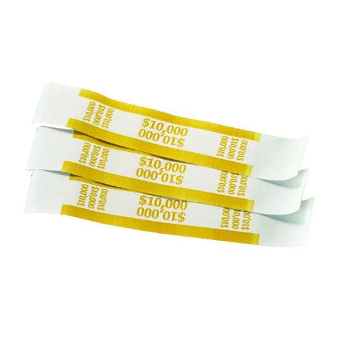 MMF Industries Currency Straps, $10,000, Mustard, 1,000/Pk