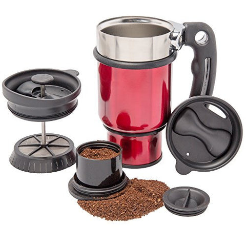 Double Shot French Press Mug 14 oz, Candy Apple Red