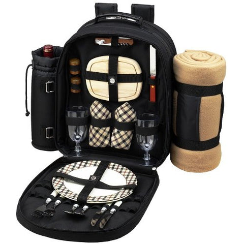 London Picnic Backpack with Picnic Blanket for 2 (Size: 21W x 6.5D x 15.5H in.)