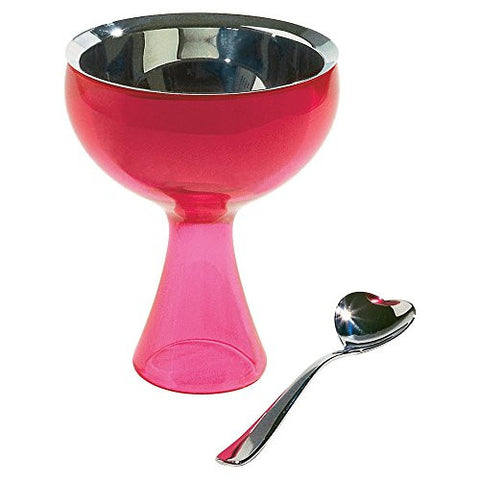 Set composed of 1 Ice Cream Bowl in Thermoplastic Resin, Pink and 1 Ice Cream Spoon, 6 in.