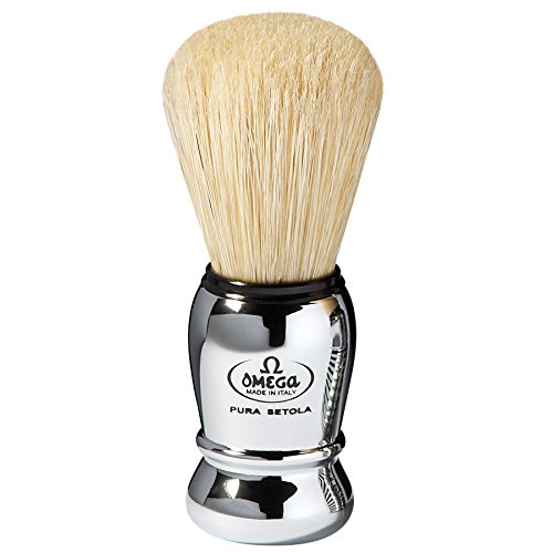 10029 Pure Bristle Shaving Brush, Plastic Handle, Chrome-Plated