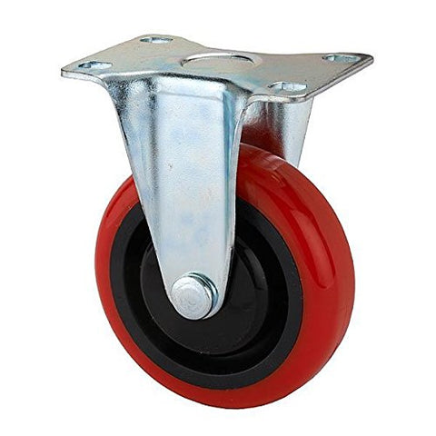 4" Caster, Non-Locking, Non-Swiveling with 4 Hole Mounting Plate