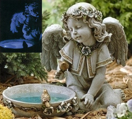 11" SOLAR ANGEL BIRD BATH JOSEPH STUDIO
