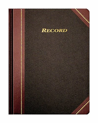 Adams Record Ledger, black cover, maroon spine and corners, 8.25" x 10.75", 5 Sq/In