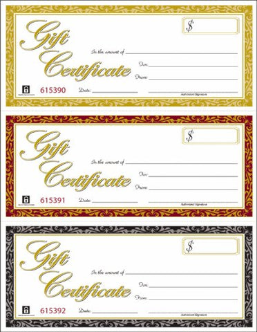Adams Gift Certificate, Laser, 3-Up, 30/Pack