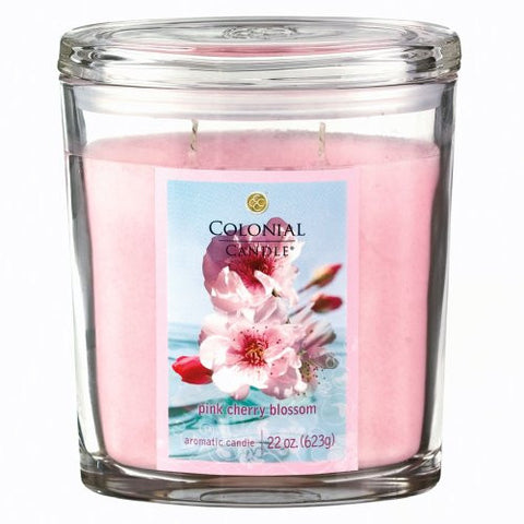 Pink Cherry Blossom 22 oz Scented Oval Jar Candle