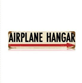 Airplane Hangar vintage metal sign measures 20 inches by 5 inches