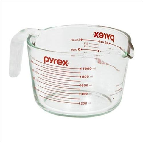 Pyrex Prepware 4-Cup Measuring Cup, Red Graphics, Clear