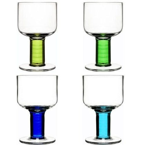 Wine Glass, Blue/Green ,4-Pack 25 cl H 125 mm