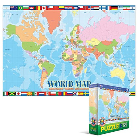 World Map 100 pc 8x8 inches Box, Puzzle