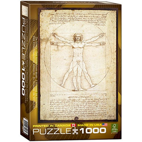 Vitruvius Man, Leonardo Da Vinci 1000 pc 10x14 inches Box, Puzzle