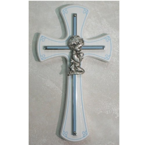 7" Boy Cross On White Wood